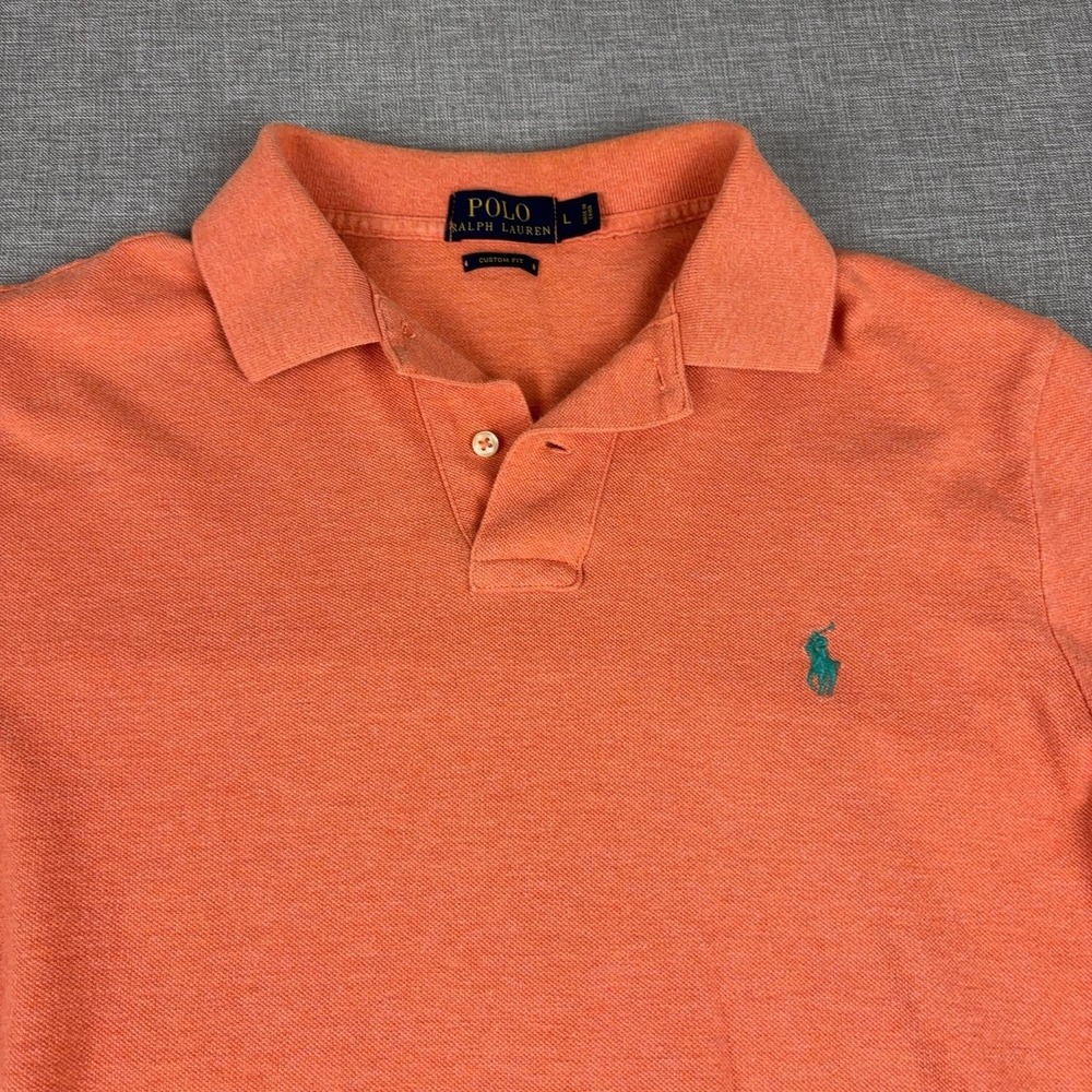Vintage Ralph Lauren Polo Shirt Mens Large Orange Cotton Short Sleeve - Picture 4 of 16